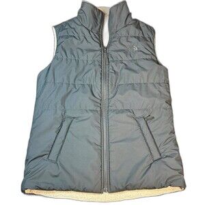 North Face 751497 Tamburello Reversible Grey Sherpa Lined Vest F19 Women’s S